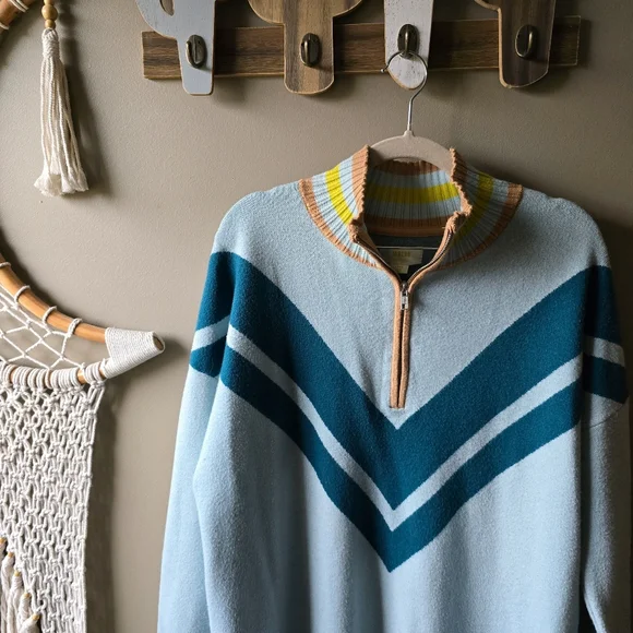 Maeve × Anthropologie Varsity Half-Zip Tunic Mini Dress Nwot - Picture 5 of 9